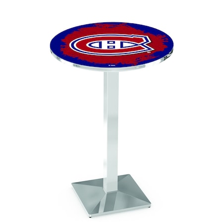 Holland Bar Stool Co 36" Chrome Montreal Canadiens Pub Table L217C3628MonCan